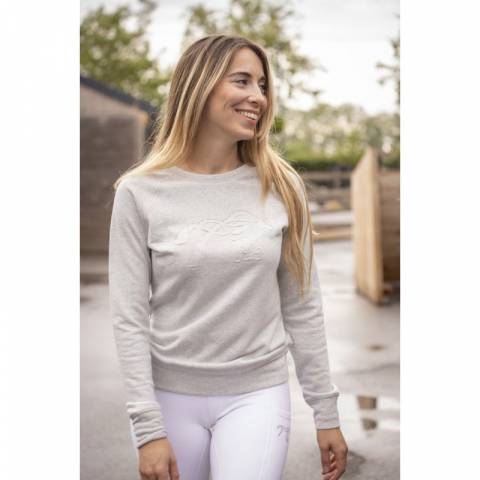 Pull ully - pénélope collection - gris clair, logo 3d