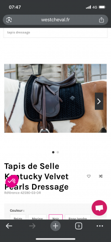 Tapis de selle Kentucky noir pear dressage
