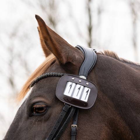 Porte numéros par 2 vernis - QHP - cuir orné de strass