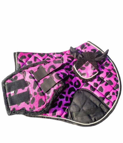 Ensemble d’équitation rose à motifs léopard 