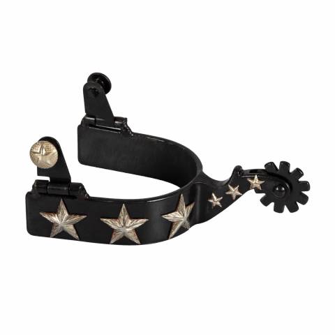 Éperons noirs 6 étoiles western - Fer noir