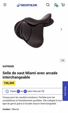 selle miami suprême avec arcade interchangeable 