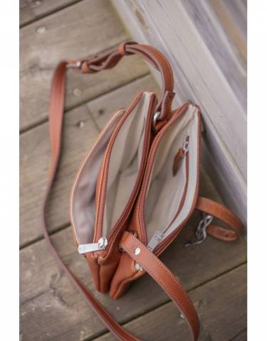 Sac pablito petit mod&egrave;le - P&eacute;n&eacute;lope collection - cuir cognac