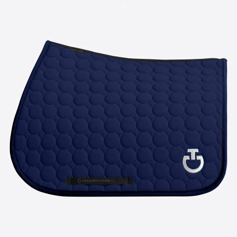 Tapis de selle circle quilted bleu marine - cavalleria toscana - coton 3d