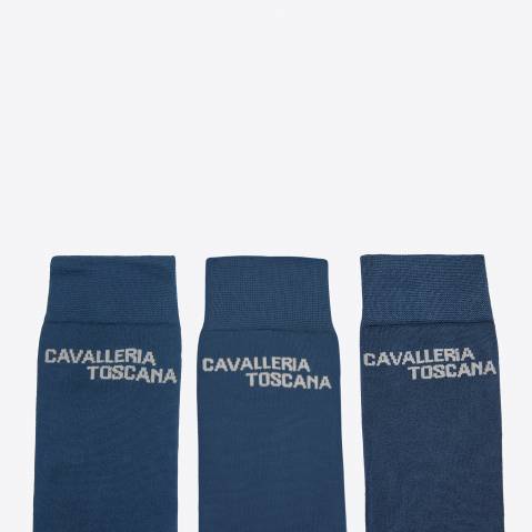 Pack de 3 paires de chaussettes jacquard bleu marine - Cavalleria toscana