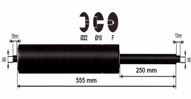 Vérin à gaz 600n - entraxe 600mm