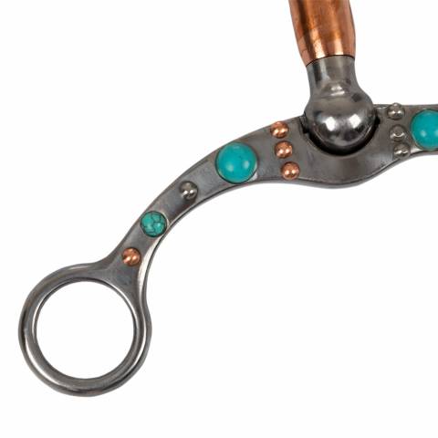 Mors correctionnel fer forgé rouleaux cuivre et perles turquoise - Pool's