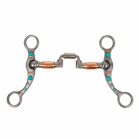 Mors correctionnel fer forgé rouleaux cuivre et perles turquoise - Pool's