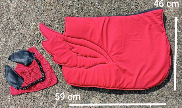 Ensemble fantaisie tapis de selle et bonnet  "Pégase"