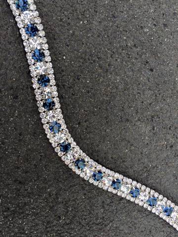 Frontal cristaux argent et marine - Strass