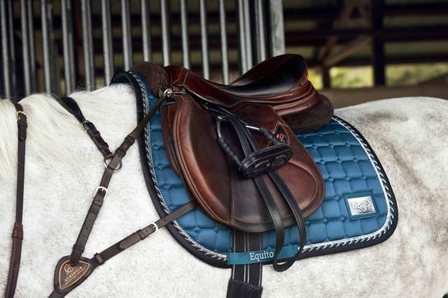 Tapis de dressage Teal Blue - EQUITO - Coton de qualité
