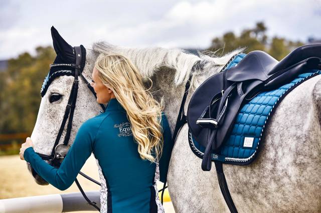 Tapis de dressage Teal Blue - EQUITO - Coton de qualité