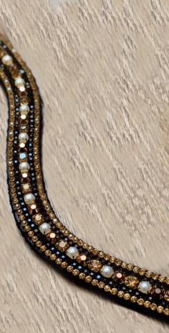 Frontal strass noir, or et bronze - Strass