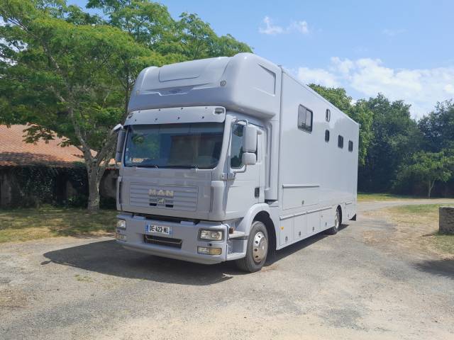 Camion man transport de 4 grands chevaux avec home-car