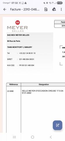 Selle Meyer modèle Marianne 17.5" 