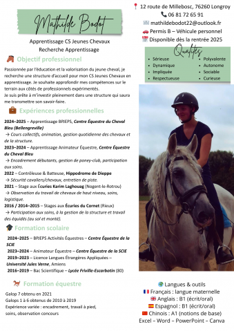 Recherche structure d’apprentissage – cs jeunes cheval
