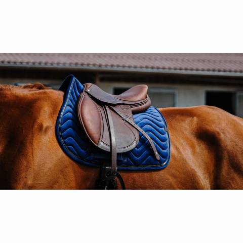 Tapis de selle Glossy Bleu Marine - Equith&egrave;me - Velours chic