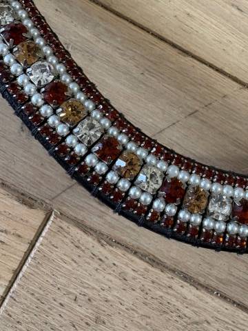 Frontal en strass cognac et perles