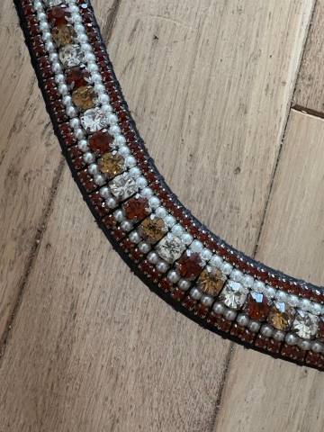 Frontal en strass cognac et perles