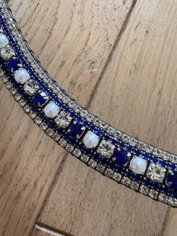 Frontal à strass bleu et blanc