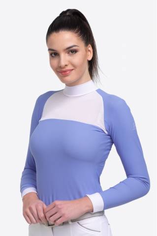 Polo de concours équestre BABY BLUE MESH - Cavalliera - Manches longues