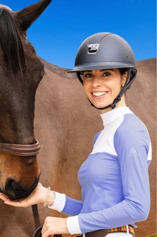 Polo de concours équestre BABY BLUE MESH - Cavalliera - Manches longues