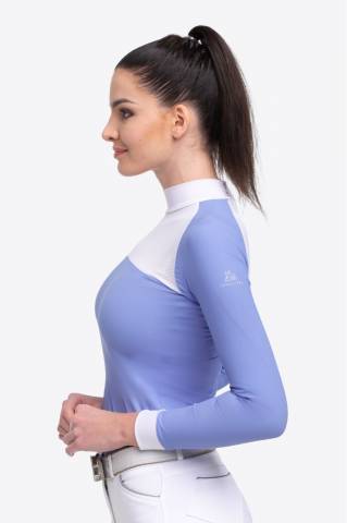 Polo de concours équestre BABY BLUE MESH - Cavalliera - Manches longues