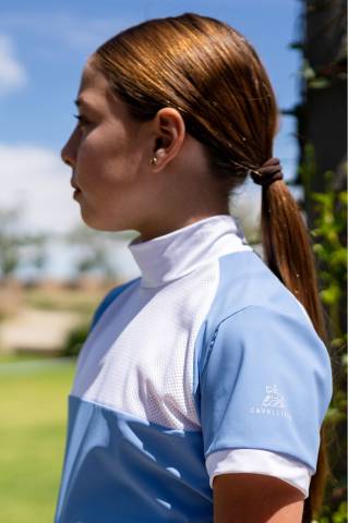Polo de concours équestre BABY BLUE MESH KIDS - Cavalliera - Manches courtes
