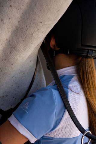 Polo de concours équestre BABY BLUE MESH KIDS - Cavalliera - Manches courtes