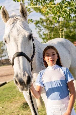Polo de concours équestre BABY BLUE MESH KIDS - Cavalliera - Manches courtes