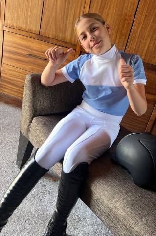 Polo de concours équestre BABY BLUE MESH KIDS - Cavalliera - Manches courtes