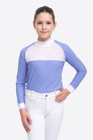 Polo de concours équestre BABY BLUE MESH KIDS - Cavalliera - Manches longues