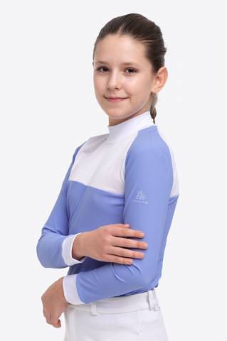 Polo de concours équestre BABY BLUE MESH KIDS - Cavalliera - Manches longues