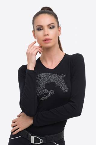 Haut d'équitation en coton à manches lounges - Cavalliera