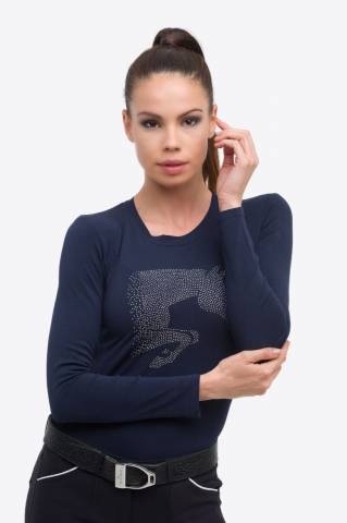 Haut d'équitation en coton à manches lounges - Cavalliera