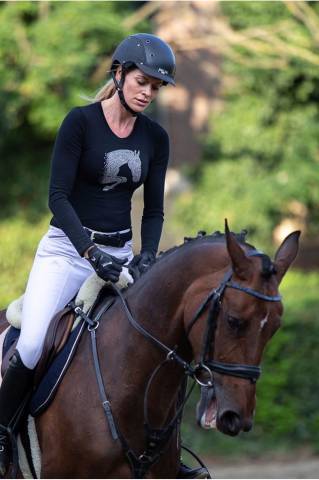 Haut d'équitation en coton à manches lounges - Cavalliera