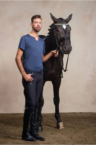 T-shirt équitation manches courtes V-Neck - Cavalliera - Tissu technique