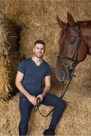T-shirt équitation manches courtes V-Neck - Cavalliera - Tissu technique