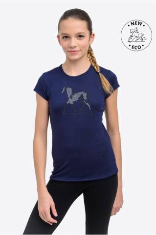 Tee-shirt équitation enfant à manches courtes - Cavalliera - Motif strass