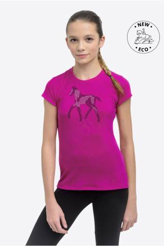 Tee-shirt équitation enfant à manches courtes - Cavalliera - Motif strass