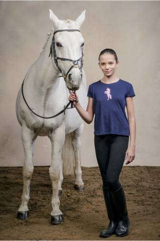 T-shirt équitation enfant à manches courtes - Cavalliera - Licorne pailletée