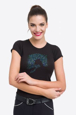 T-Shirt multicolore avec décoration cheval saut - Cavalliera