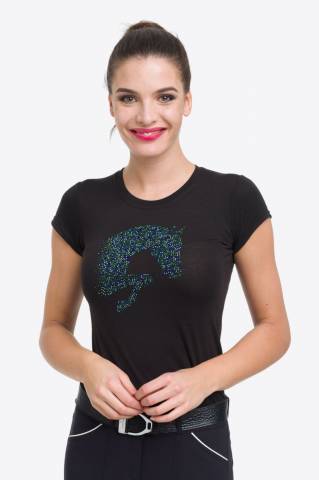 T-Shirt multicolore avec décoration cheval saut - Cavalliera