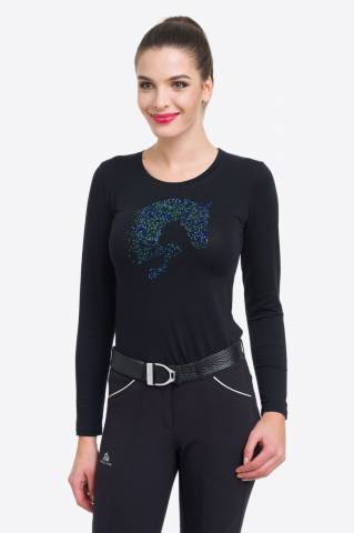 T-shirt manches longues Multicolor avec décoration cheval - Cavalliera