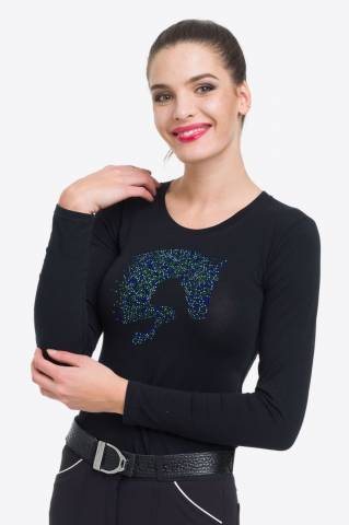 T-shirt manches longues Multicolor avec décoration cheval - Cavalliera