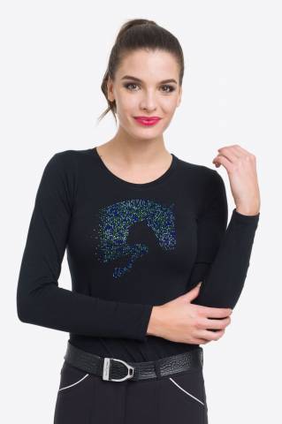 T-shirt manches longues Multicolor avec décoration cheval - Cavalliera