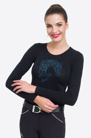 T-shirt manches longues Multicolor avec décoration cheval - Cavalliera