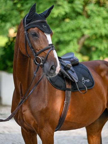 Bonnet anti-mouches Glitter Noir - Boss Equestrian - Coton respirant