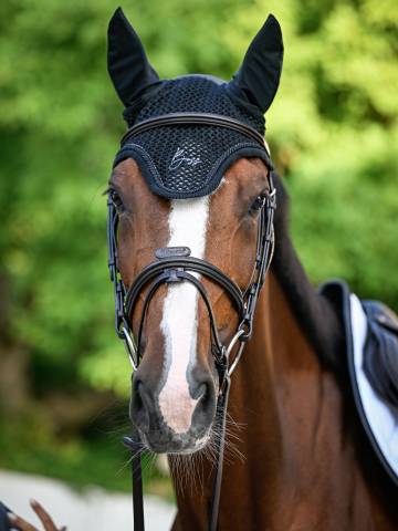 Bonnet anti-mouches Glitter Noir - Boss Equestrian - Coton respirant