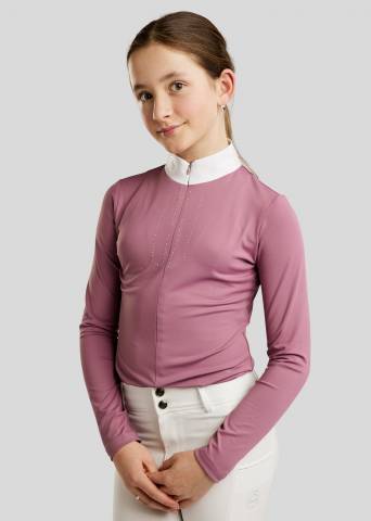 Polo de concours manches longues Mocha - Montar - Cristaux holographiques